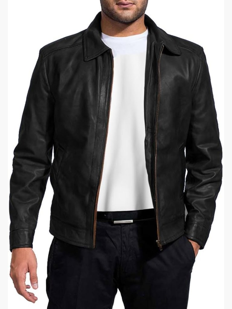 Real Lambskin Leather Jacket Classic Vintage Style Mens Jacket